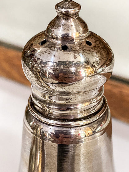 Vintage Sterling Silver Glass Lined Maurice Duchin Salt & Pepper Shakers