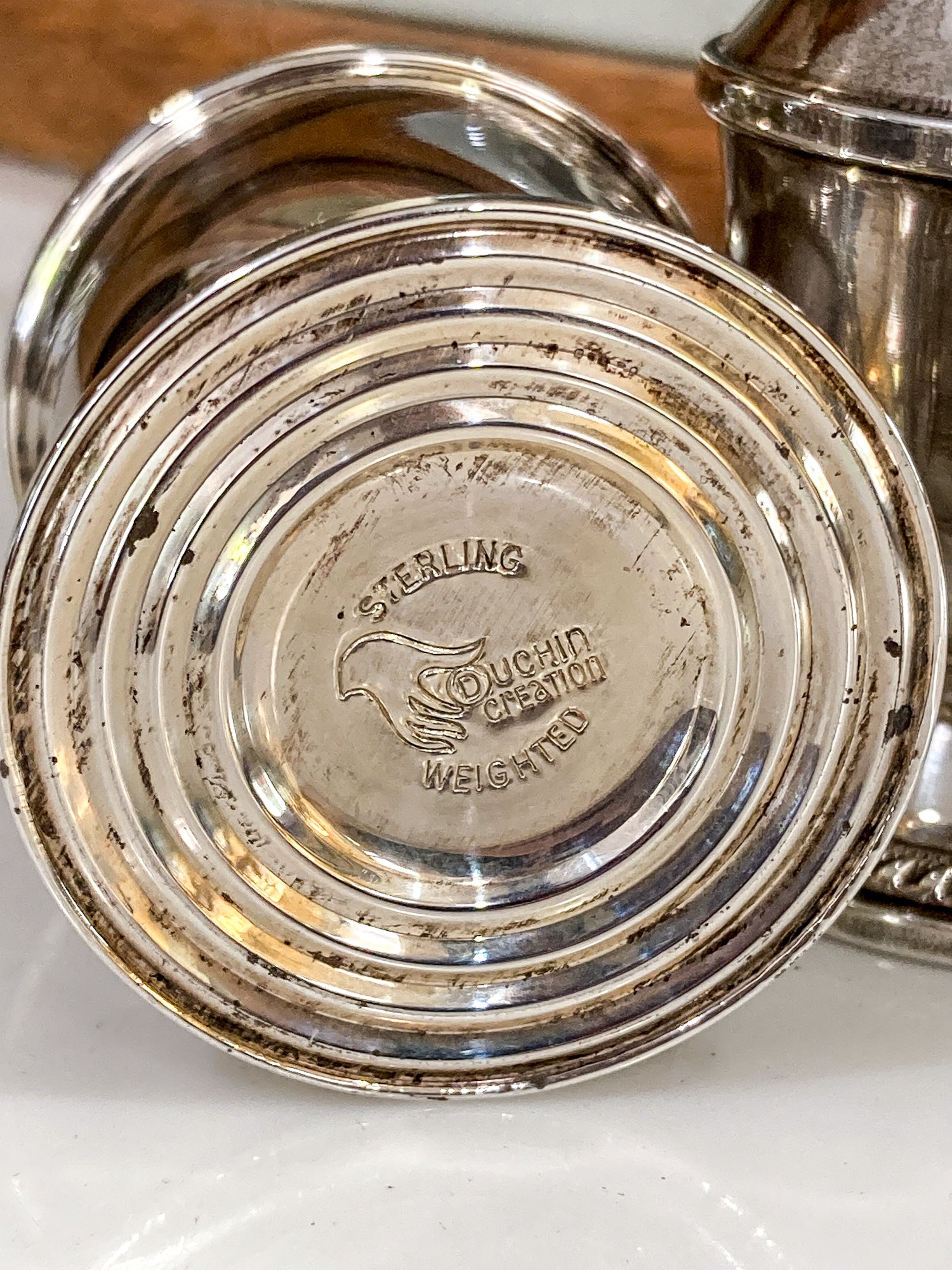 Vintage Sterling Silver Glass Lined Maurice Duchin Salt & Pepper Shakers