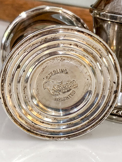 Vintage Sterling Silver Glass Lined Maurice Duchin Salt & Pepper Shakers