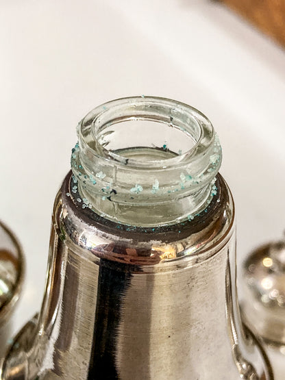 Vintage Sterling Silver Glass Lined Maurice Duchin Salt & Pepper Shakers