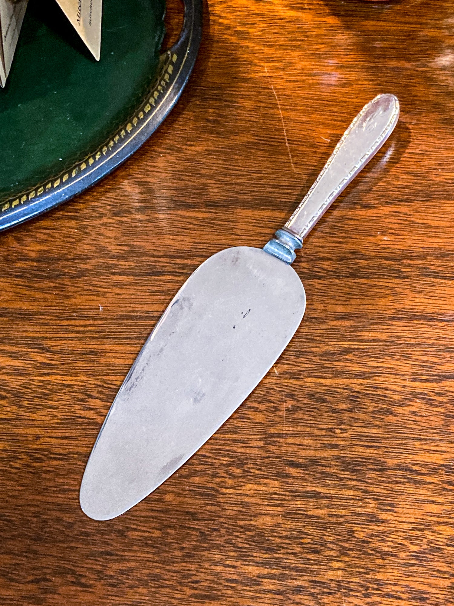 Vintage Sterling Silver Handle Engraved C Stainless Cake Server