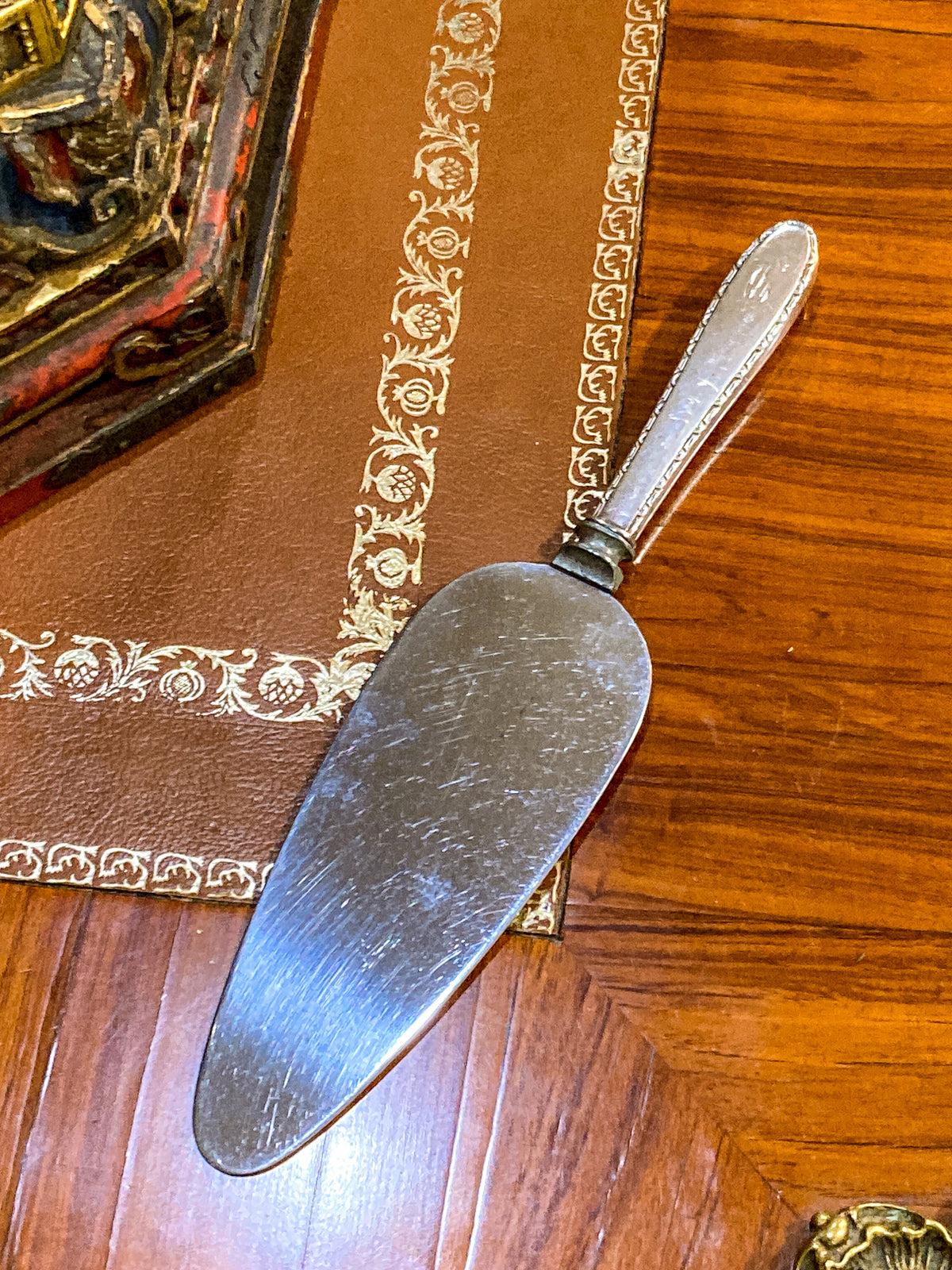 Vintage Sterling Silver Handle Engraved C Stainless Cake Server