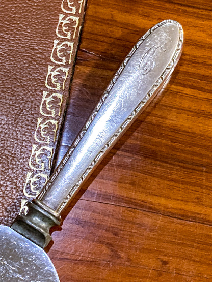 Vintage Sterling Silver Handle Engraved C Stainless Cake Server