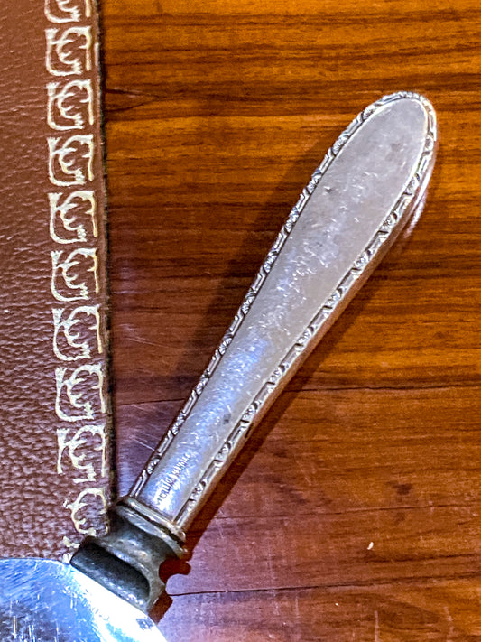 Vintage Sterling Silver Handle Engraved C Stainless Cake Server
