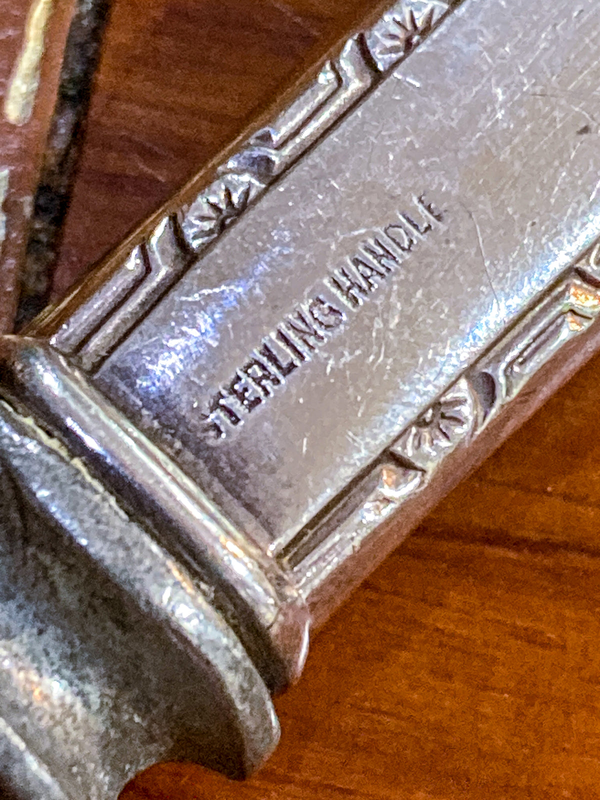 Vintage Sterling Silver Handle Engraved C Stainless Cake Server