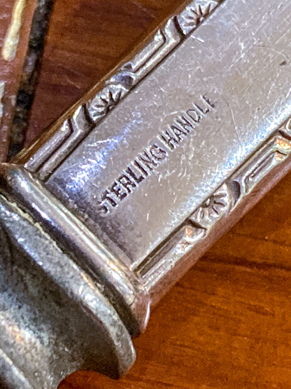 Vintage Sterling Silver Handle Engraved C Stainless Cake Server