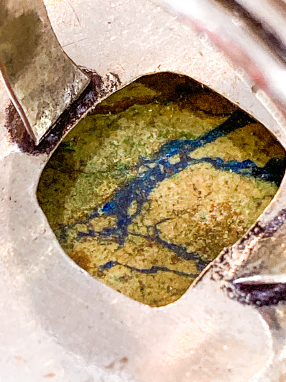 Vintage Sterling Silver Polished Jasper Square Natural Stone Ring