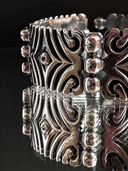 Vintage TAXCO Aguilar Style Mexico Sterling Silver Modernist Cuff Bracelet