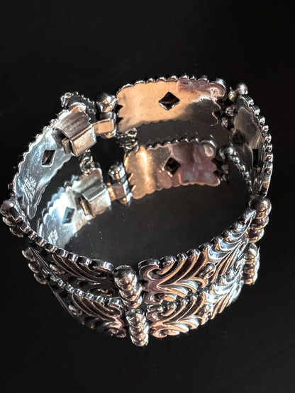 Vintage TAXCO Aguilar Style Mexico Sterling Silver Modernist Cuff Bracelet