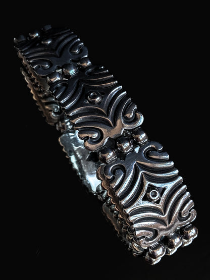 Vintage TAXCO Aguilar Style Mexico Sterling Silver Modernist Cuff Bracelet