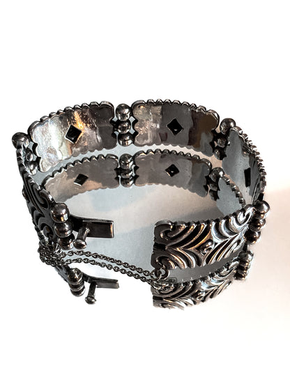 Vintage TAXCO Aguilar Style Mexico Sterling Silver Modernist Cuff Bracelet
