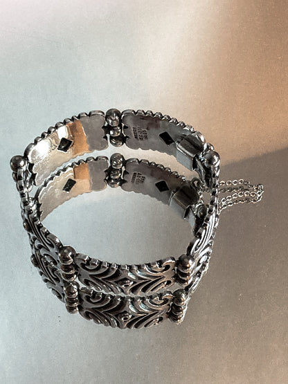 Vintage TAXCO Aguilar Style Mexico Sterling Silver Modernist Cuff Bracelet