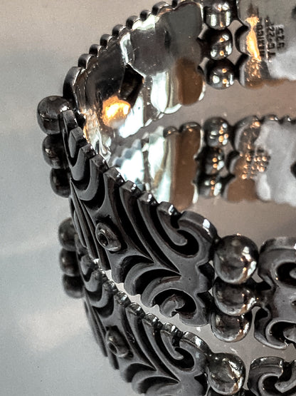 Vintage TAXCO Aguilar Style Mexico Sterling Silver Modernist Cuff Bracelet