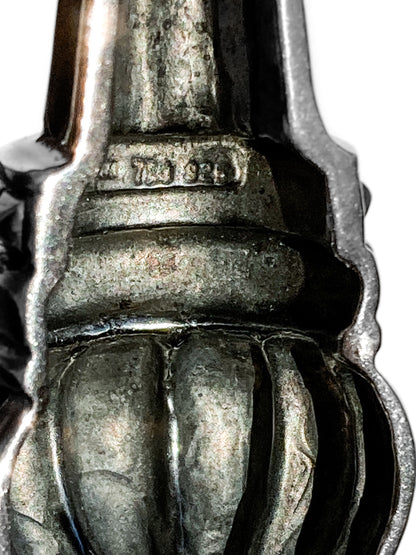 Vintage Lagos Caviar Sterling Silver Contrast 18K Gold Liberty Torch Brooch