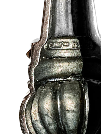 Vintage Lagos Caviar Sterling Silver Contrast 18K Gold Liberty Torch Brooch