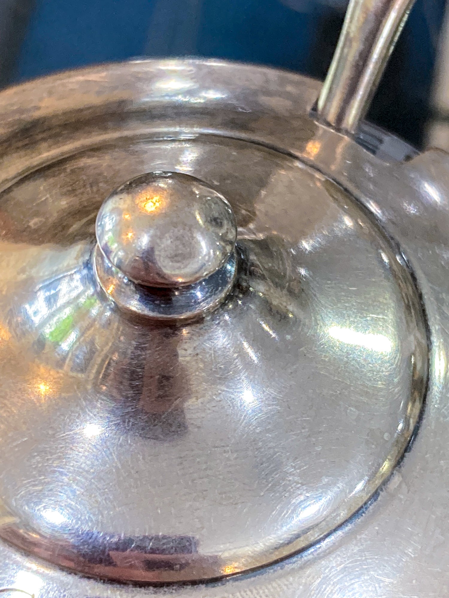 Vintage Sterling Silver Lidded Clear Etched Glass American Mustard Pot Jar
