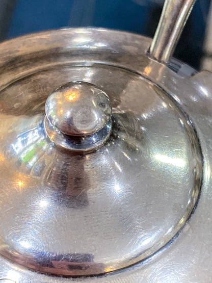 Vintage Sterling Silver Lidded Clear Etched Glass American Mustard Pot Jar