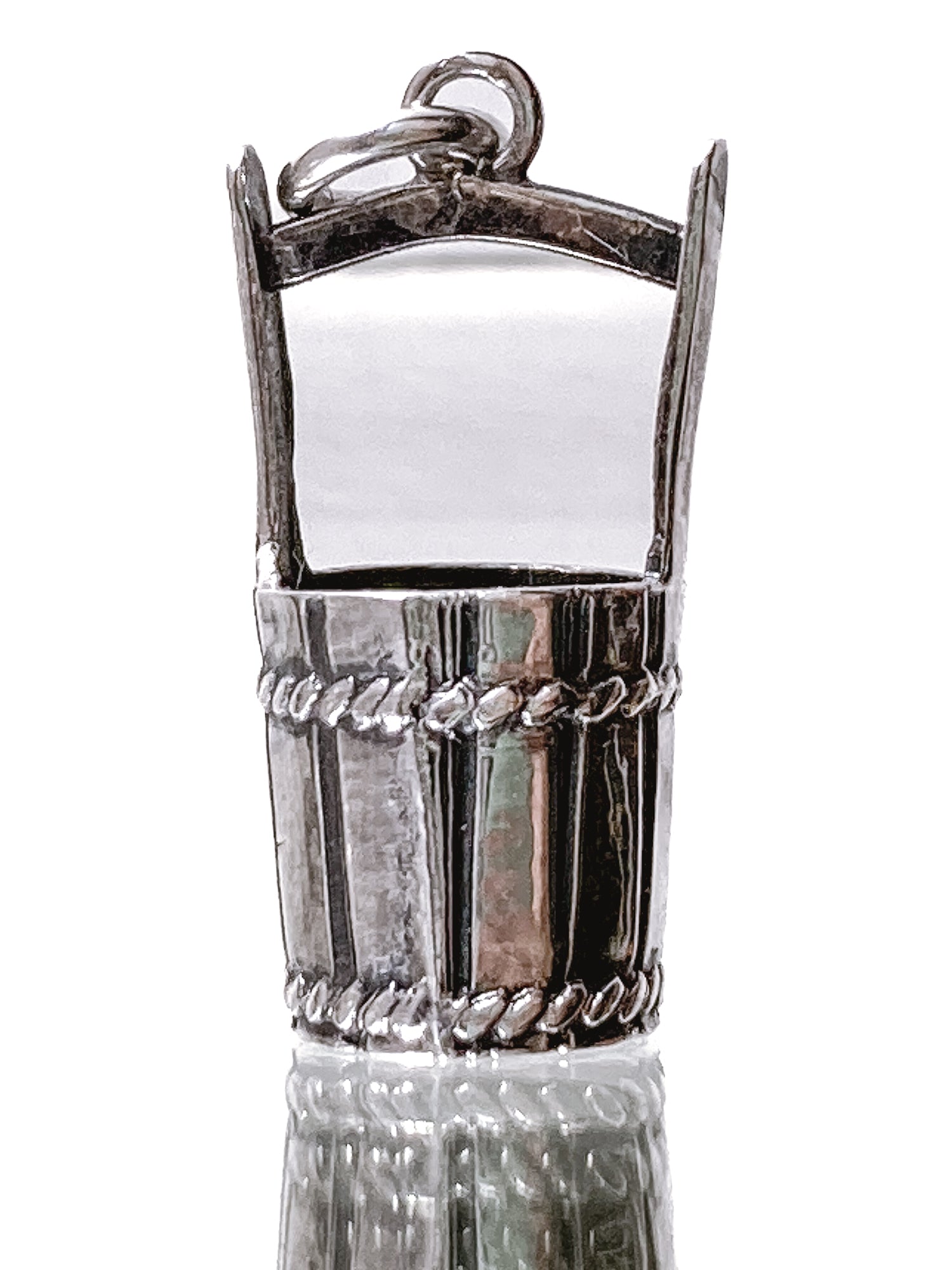 Vintage Silver Miniature Classic Water Bucket Charm Jewelry
