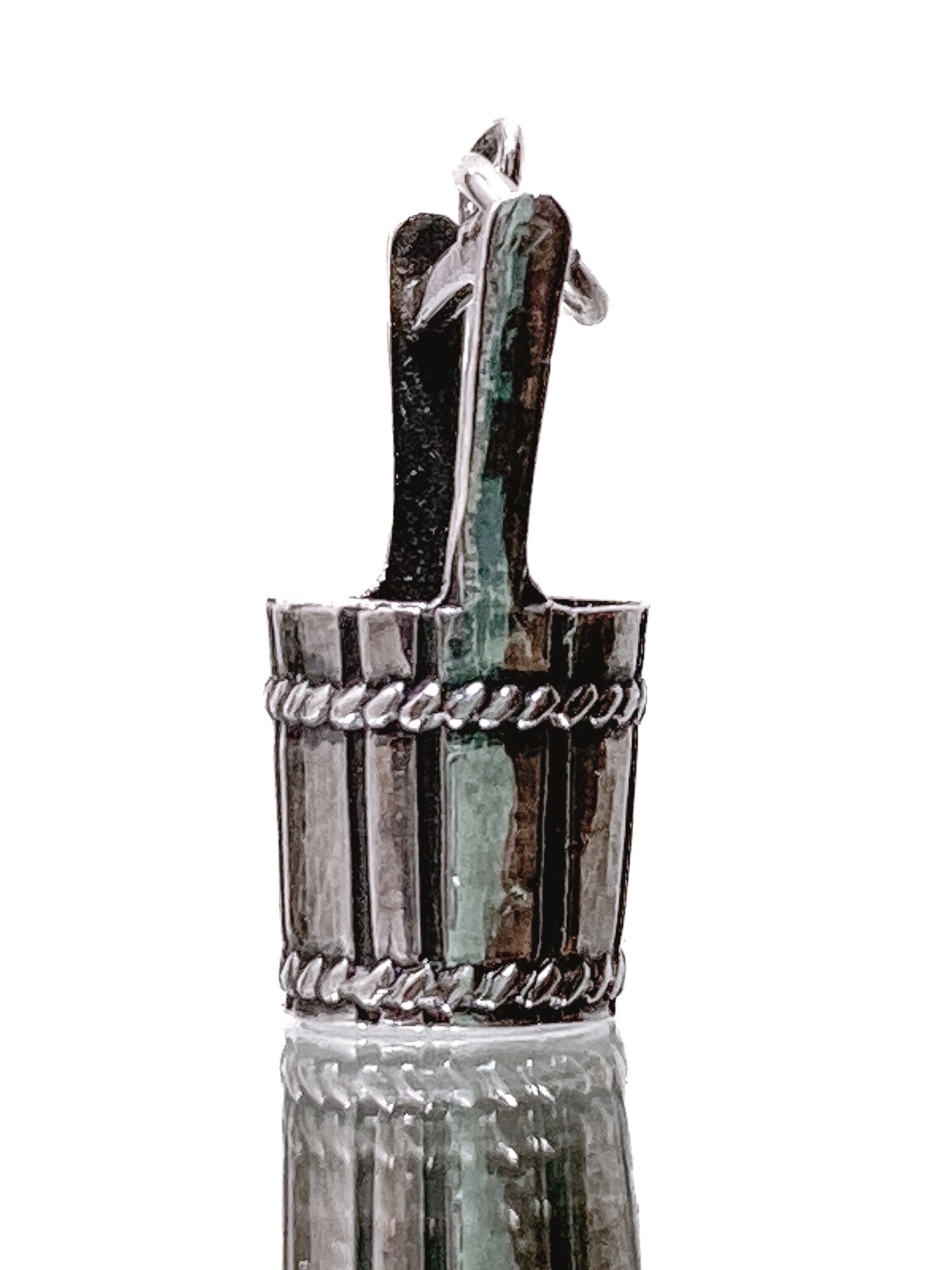 Vintage Silver Miniature Classic Water Bucket Charm Jewelry 