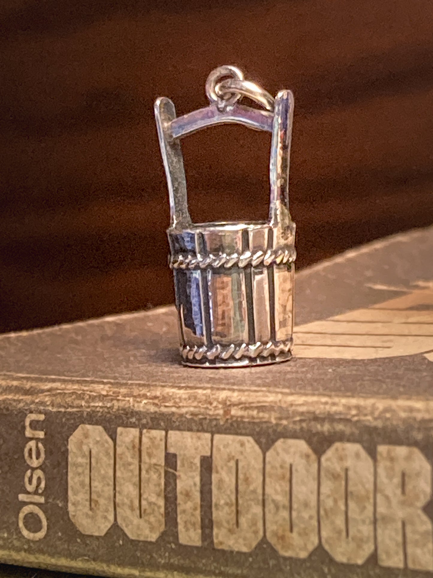 Vintage Silver Miniature Classic Water Bucket Charm Jewelry