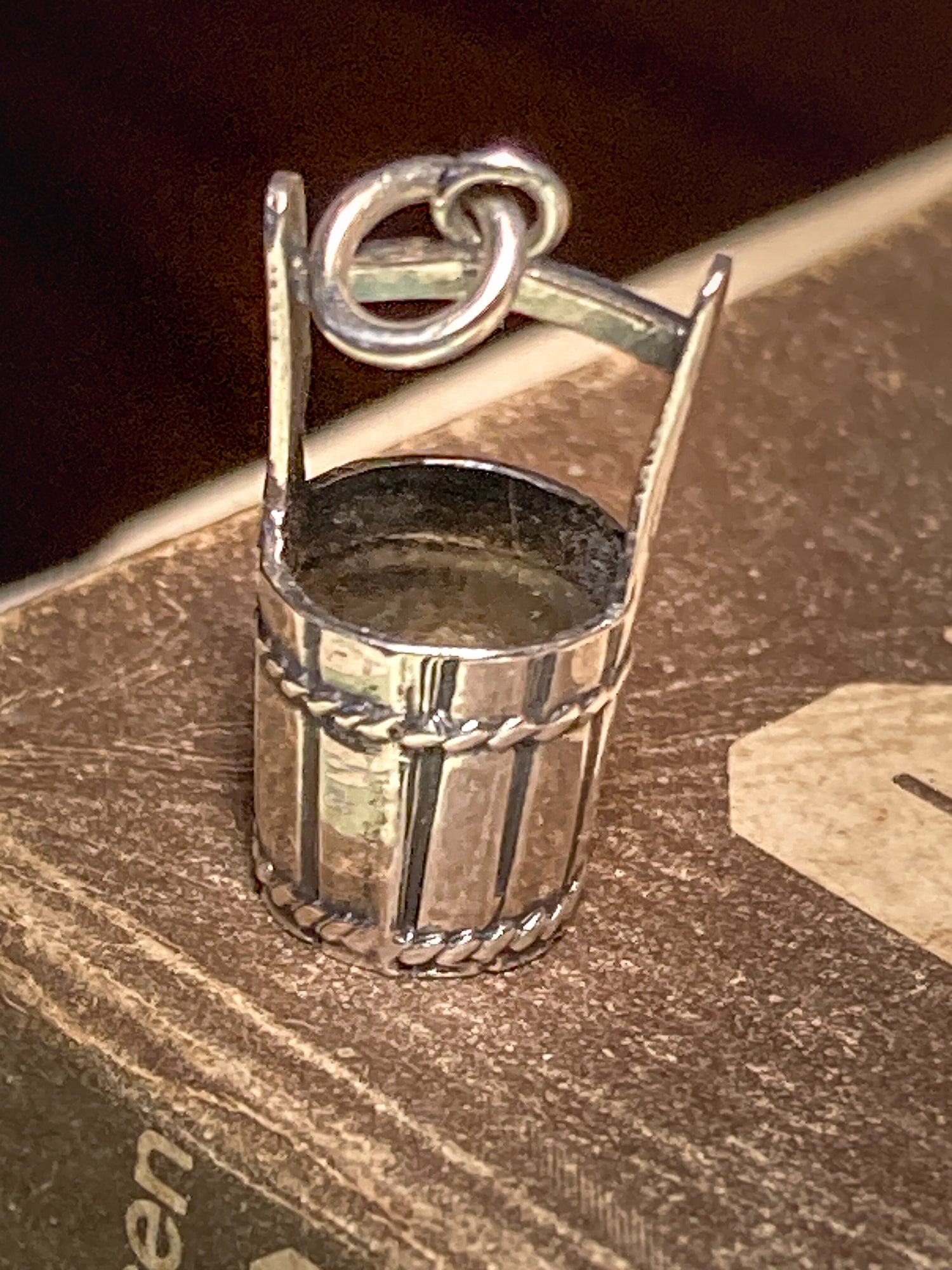Vintage Silver Miniature Classic Water Bucket Charm Jewelry