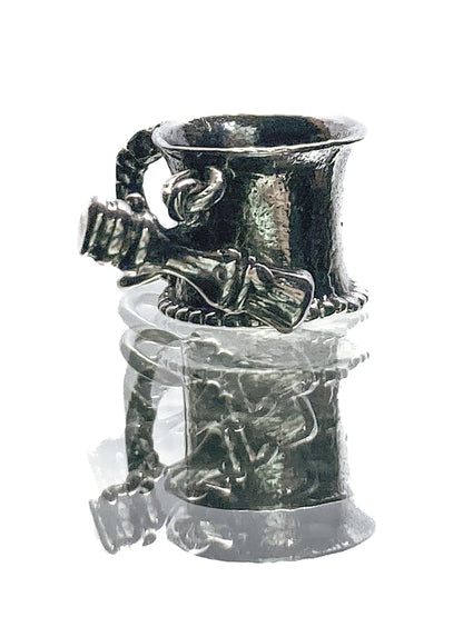 Vintage Sterling Silver Miniature Shaving Cup Dangle Brush Charm Jewelry