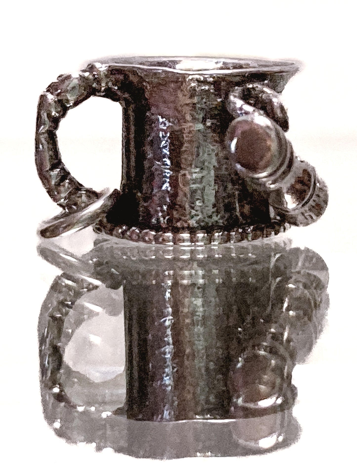 Vintage Sterling Silver Miniature Shaving Cup Dangle Brush Charm Jewelry