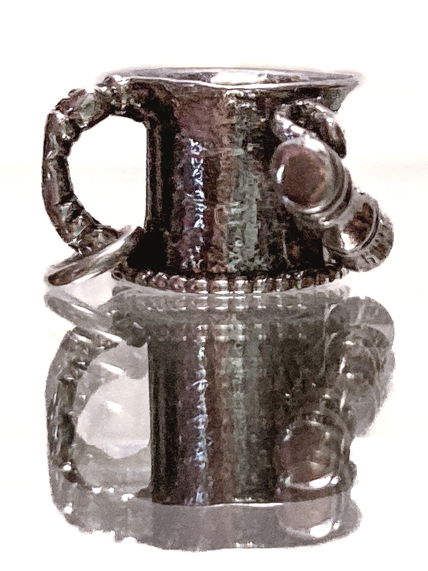 Vintage Sterling Silver Miniature Shaving Cup Dangle Brush Charm Jewelry