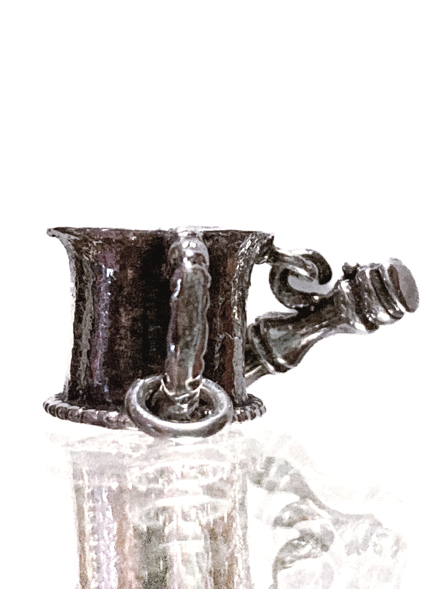 Vintage Sterling Silver Miniature Shaving Cup Dangle Brush Charm Jewelry