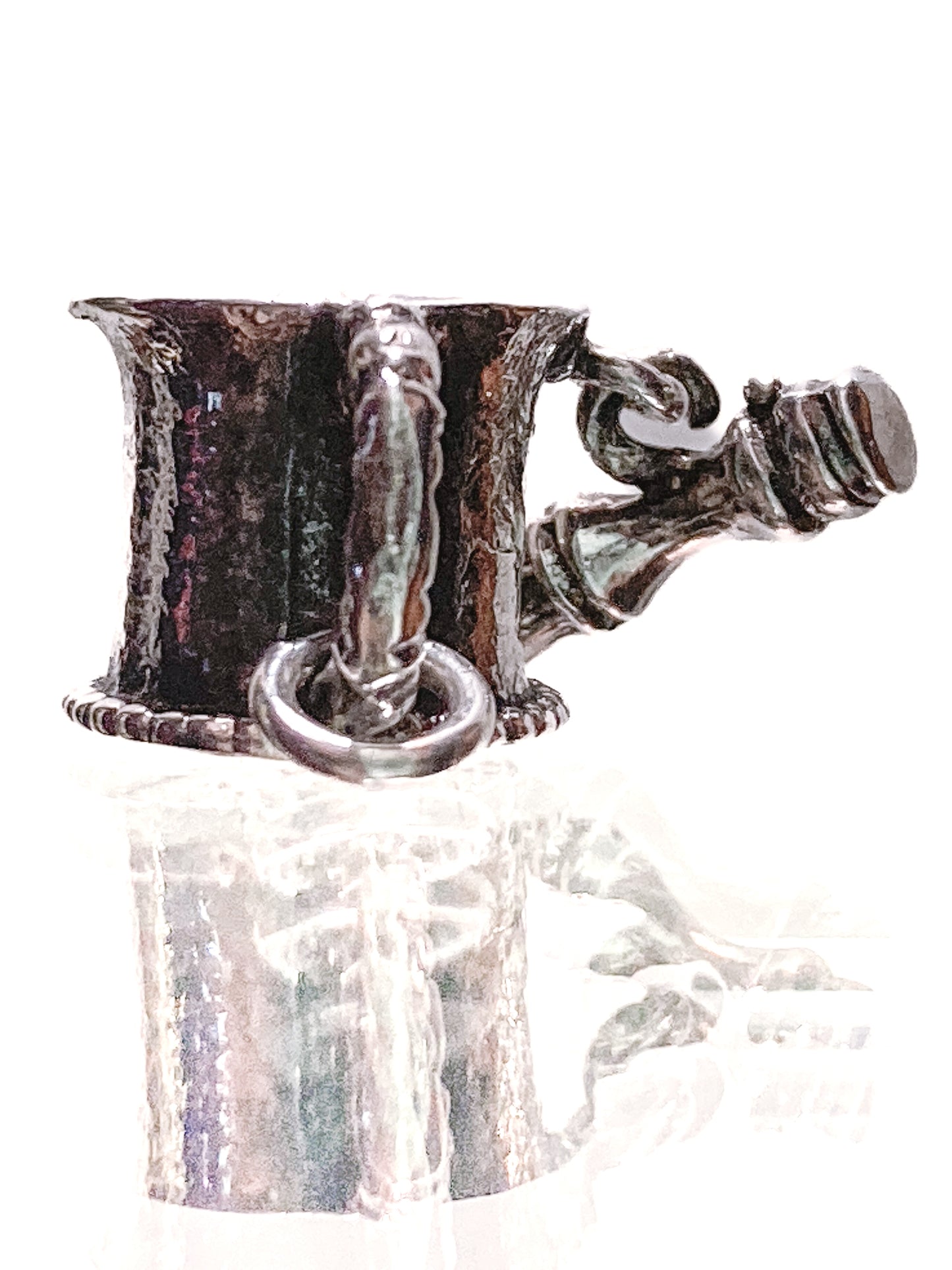 Vintage Sterling Silver Miniature Shaving Cup Dangle Brush Charm Jewelry