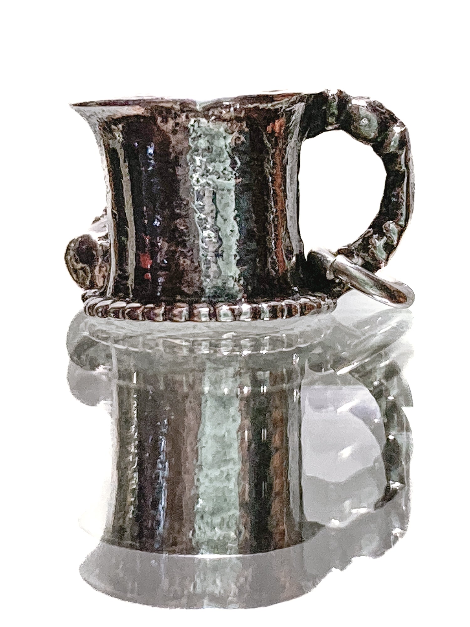 Vintage Sterling Silver Miniature Shaving Cup Dangle Brush Charm Jewelry