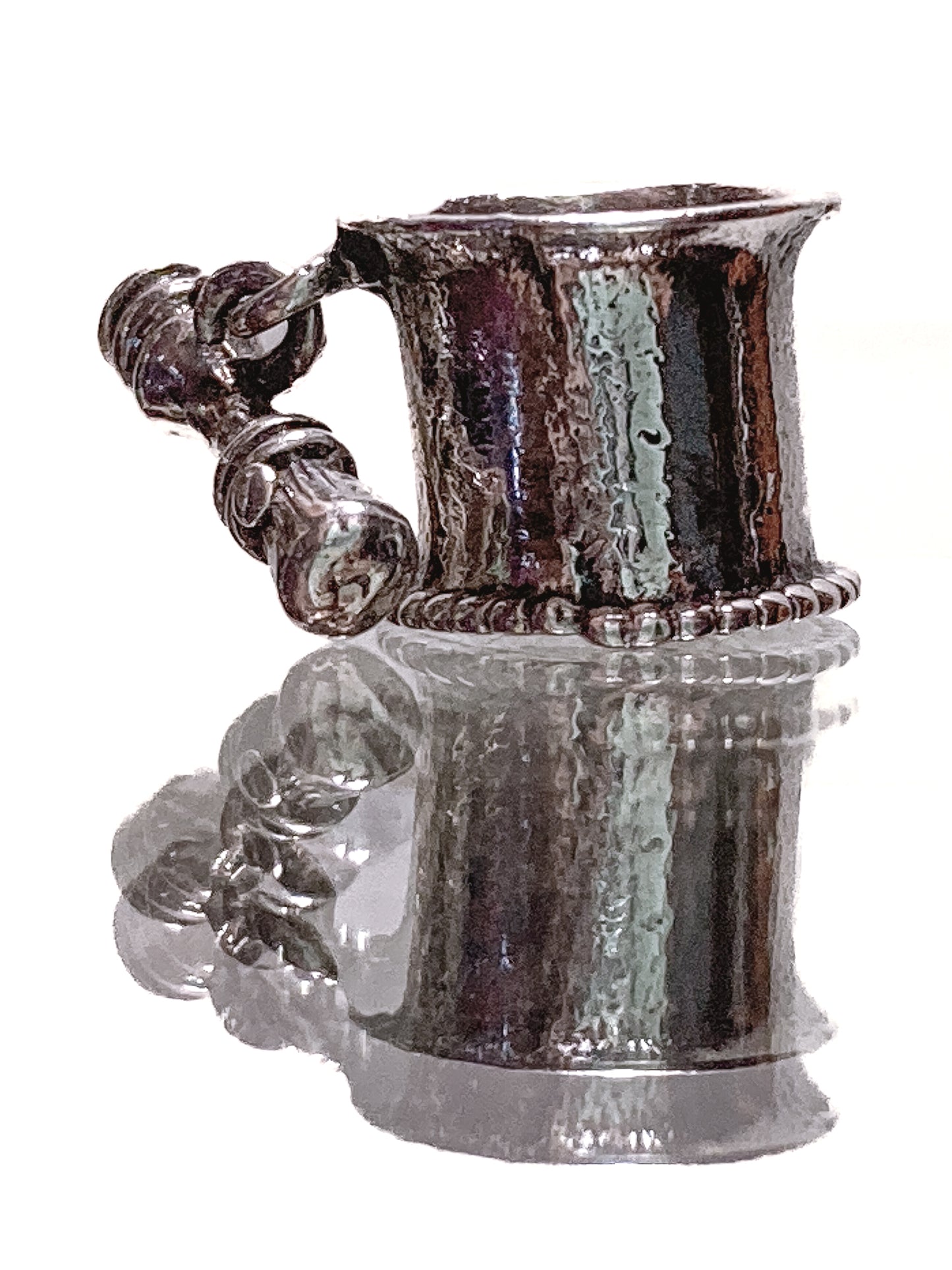 Vintage Sterling Silver Miniature Shaving Cup Dangle Brush Charm Jewelry