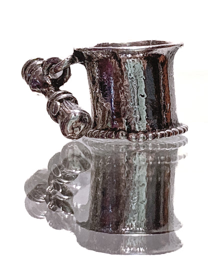 Vintage Sterling Silver Miniature Shaving Cup Dangle Brush Charm Jewelry