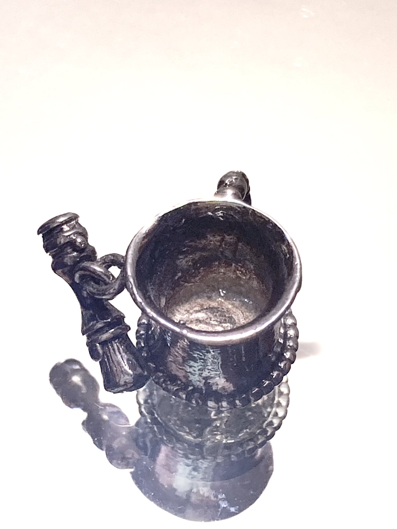 Vintage Sterling Silver Miniature Shaving Cup Dangle Brush Charm Jewelry