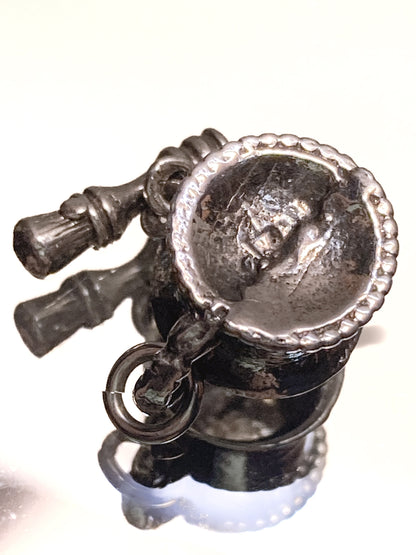 Vintage Sterling Silver Miniature Shaving Cup Dangle Brush Charm Jewelry
