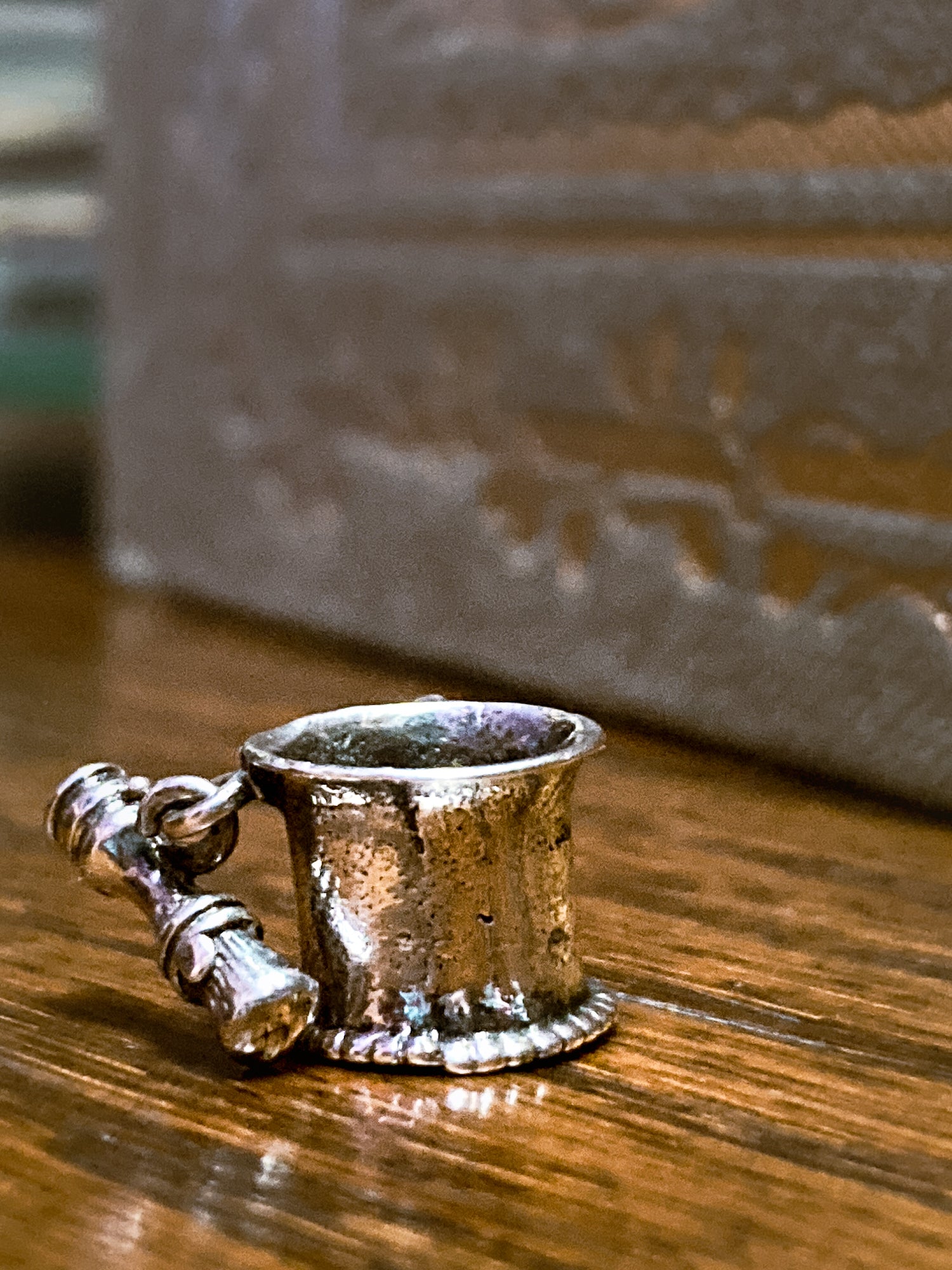 Vintage Sterling Silver Miniature Shaving Cup Dangle Brush Charm Jewelry