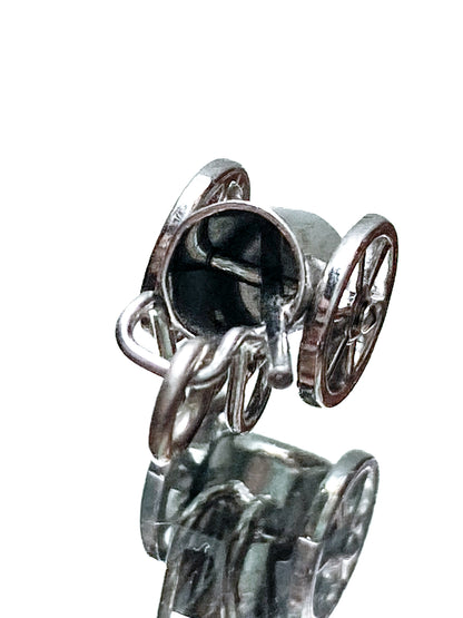 Vintage Sterling Silver Miniature Golf Caddy Rolling Cart Moving Wheels Charm Jewelry
