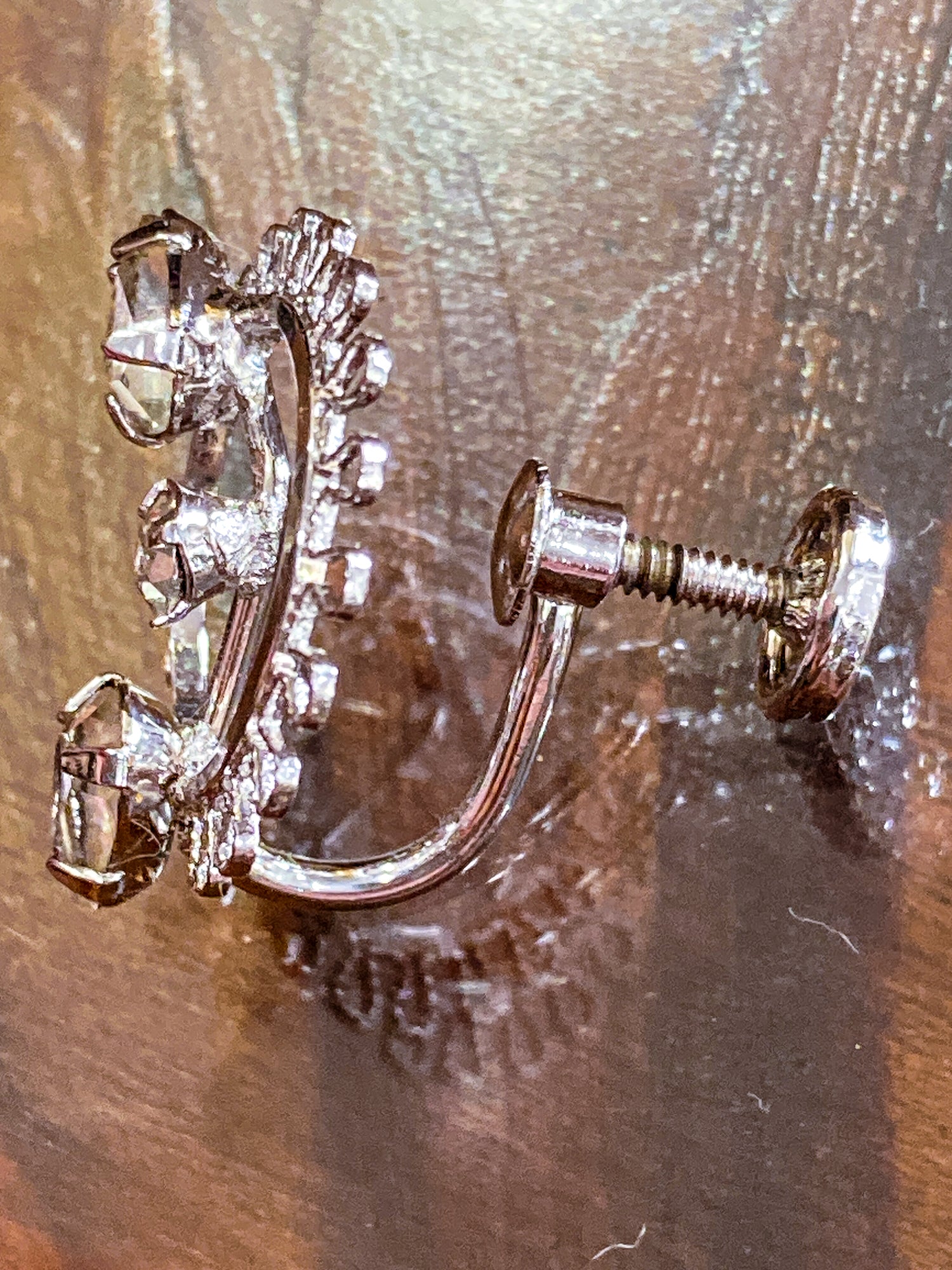 Vintage Sterling Silver Rhinestone Helene Clock Face Earring Brooch Pendant Set