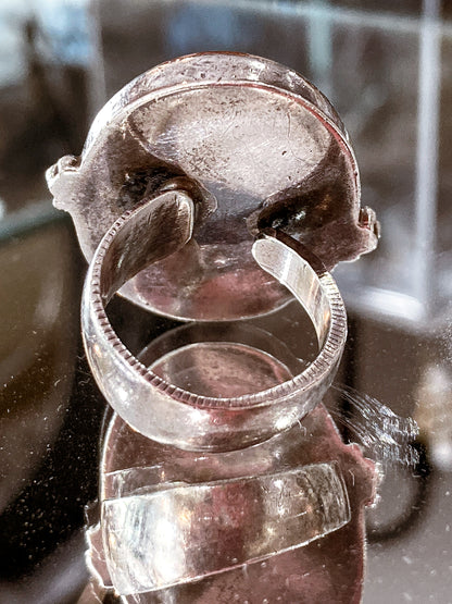 Vintage Sterling Silver Rosetta Jasper Oval Cabochon Statement Ring