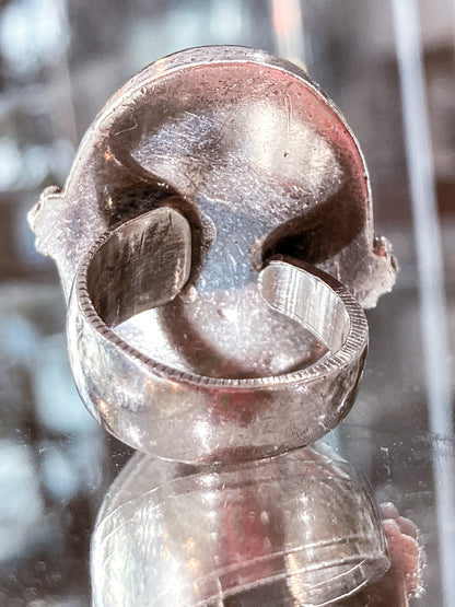 Vintage Sterling Silver Rosetta Jasper Oval Cabochon Statement Ring