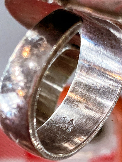 Vintage Sterling Silver Rosetta Jasper Oval Cabochon Statement Ring