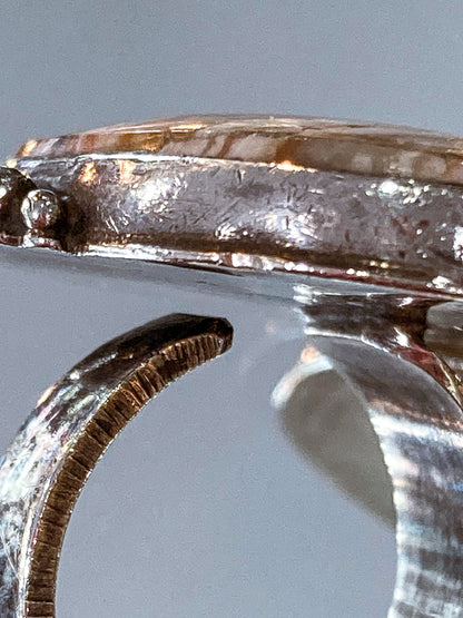 Vintage Sterling Silver Rosetta Jasper Oval Cabochon Statement Ring