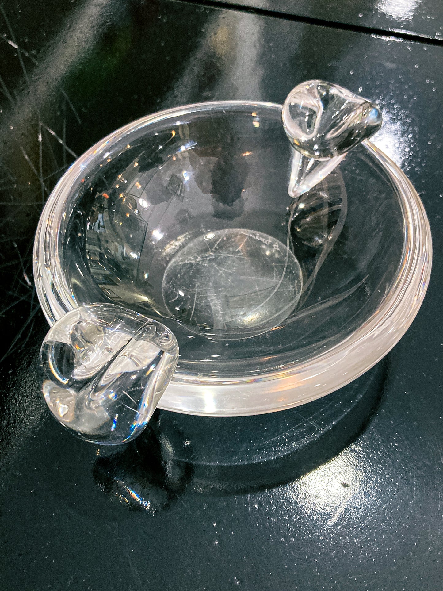 Vintage Steuben Clear Crystal Circular Round Ashtray Bowl Dish