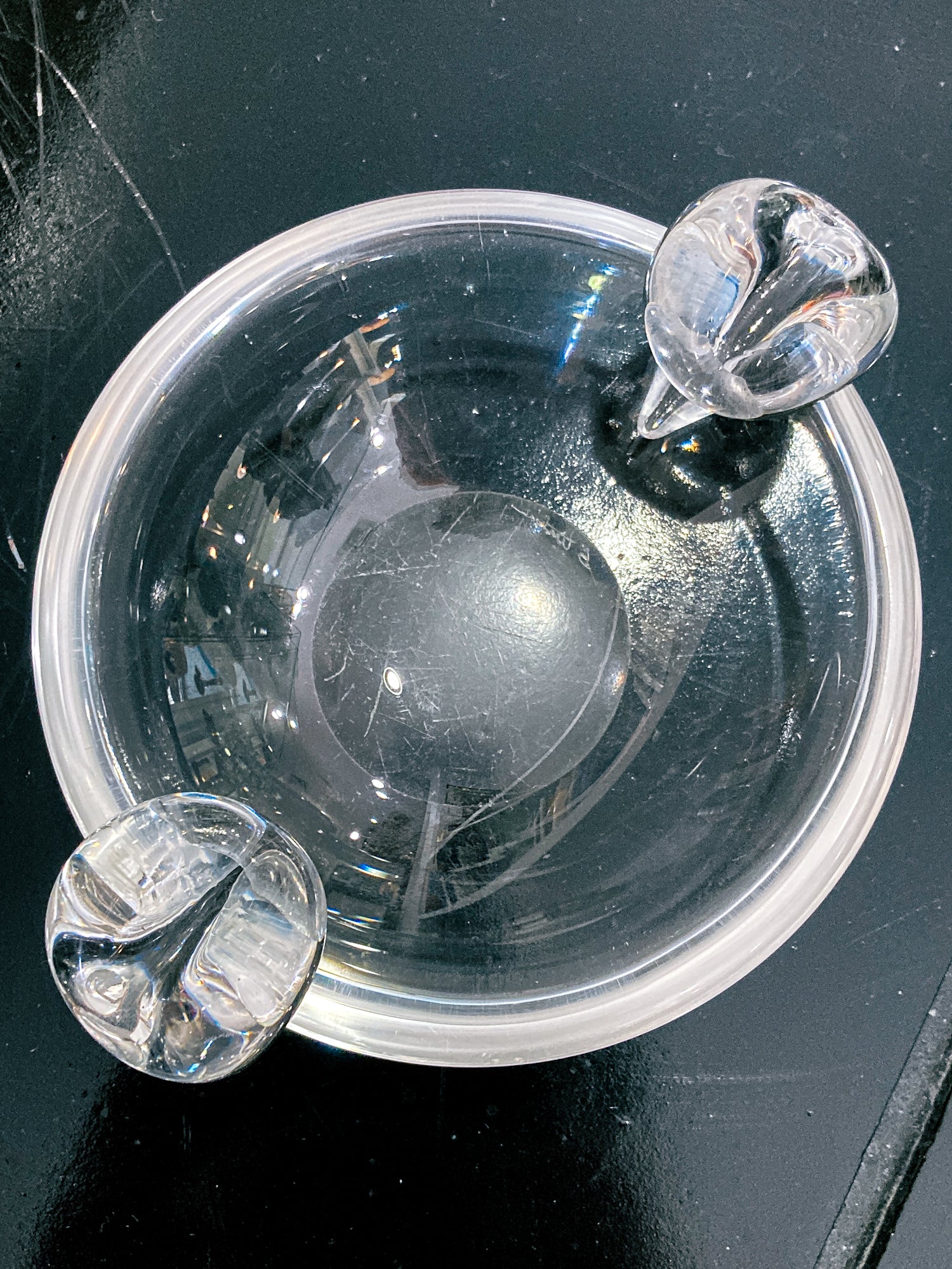 Vintage Steuben Clear Crystal Circular Round Ashtray Bowl Dish