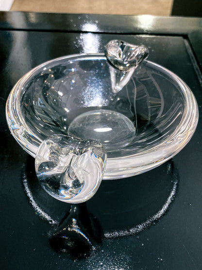 Vintage Steuben Clear Crystal Circular Round Ashtray Bowl Dish