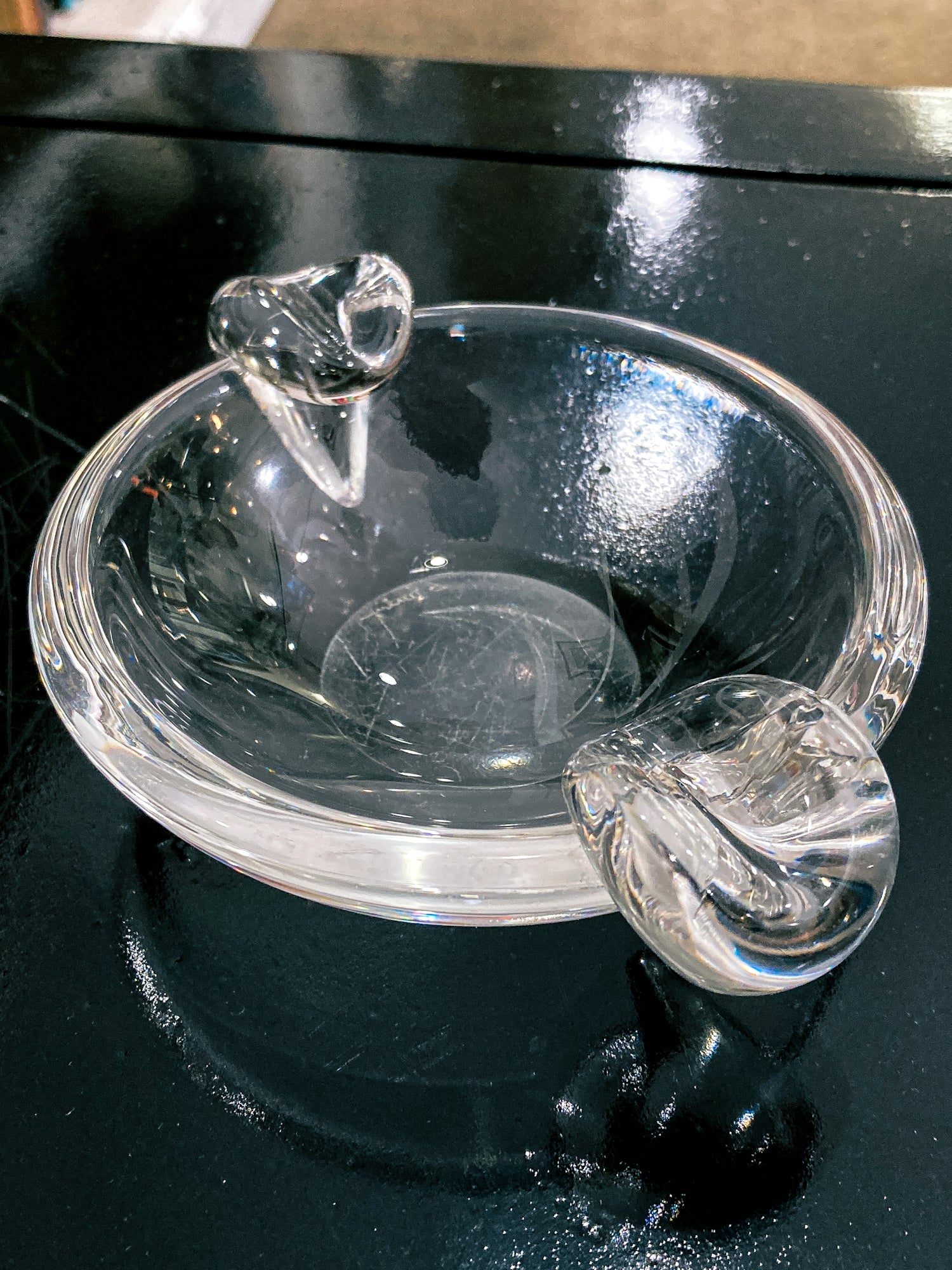 Vintage Steuben Clear Crystal Circular Round Ashtray Bowl Dish