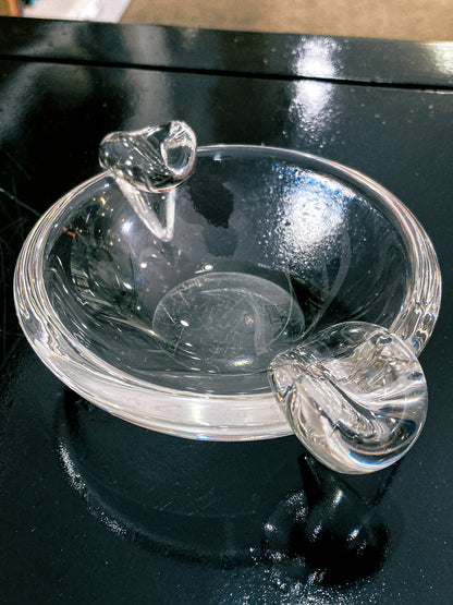 Vintage Steuben Clear Crystal Circular Round Ashtray Bowl Dish