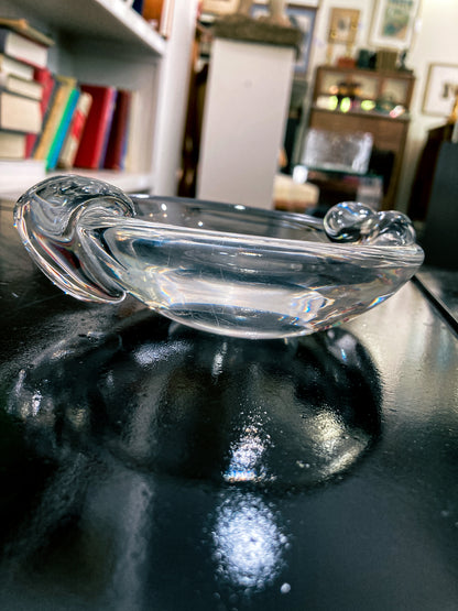 Vintage Steuben Clear Crystal Circular Round Ashtray Bowl Dish