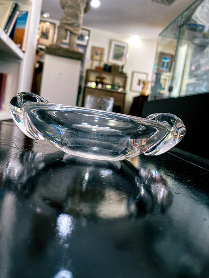 Vintage Steuben Clear Crystal Circular Round Ashtray Bowl Dish