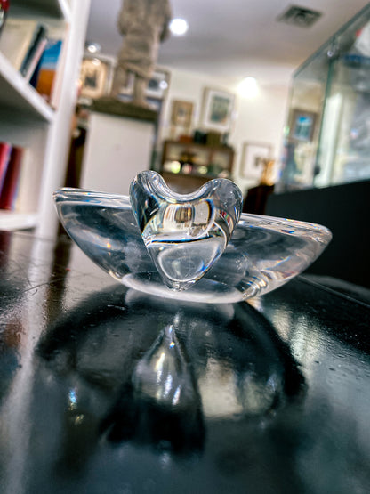 Vintage Steuben Clear Crystal Circular Round Ashtray Bowl Dish